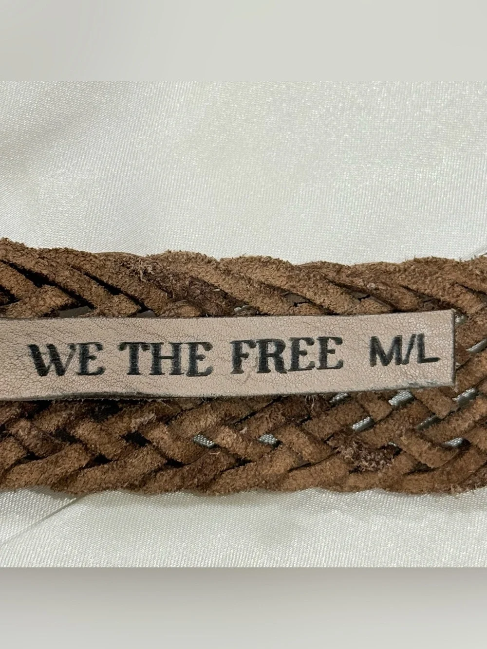 Free People We The Free Brix Belt Medium Large Oyster Braided Leather Western